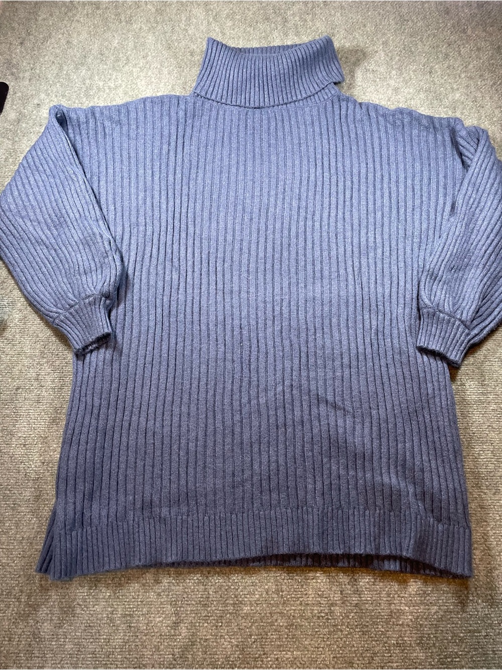 Soft Ribbed Turtleneck Sweater in Dusty Blue